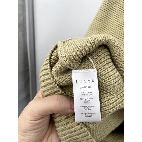 Lunya Light Green Cozy Cotton Silk Pocket Henley Sweater - Picture 7 of 7